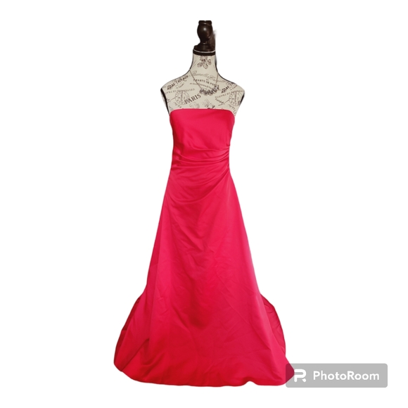 Red Strapless A-Line Ball Gown with Shawl - Picture 1 of 9